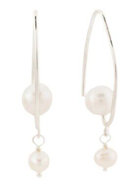 SEED & SAGE Made In Mexico Sterling Silver Plated Double Faux Pearl Earrings
